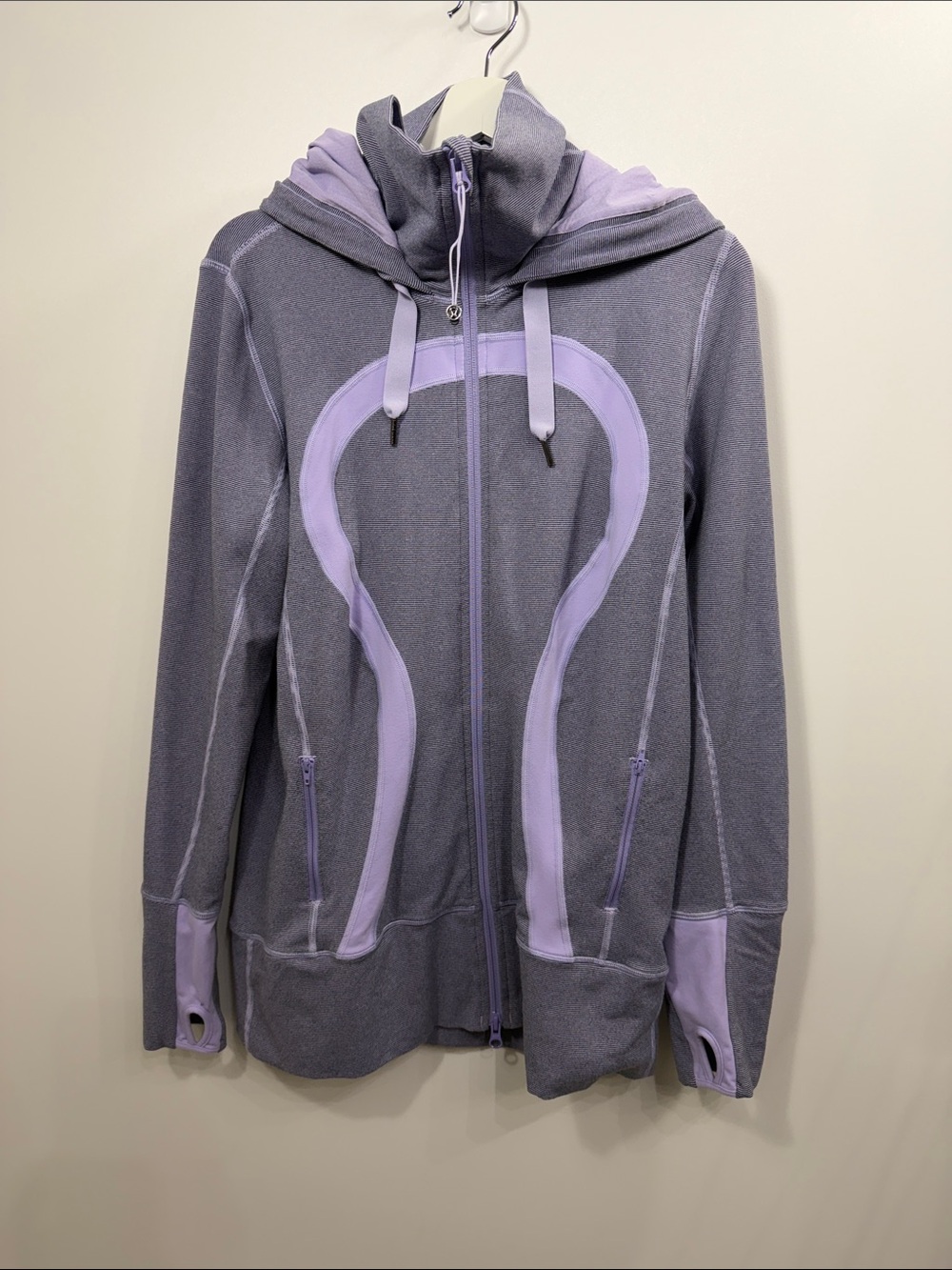 Lululemon Stride Full zip jacket purple stripes size 12
